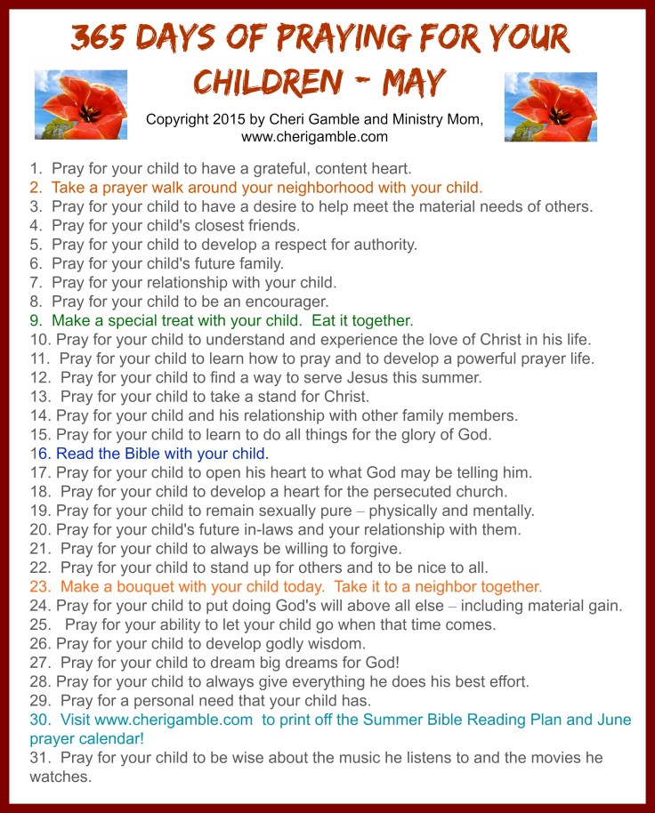 365 Days of Praying for your children May