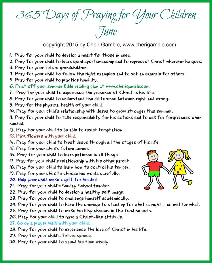 365 Days of Praying for your Children June printable