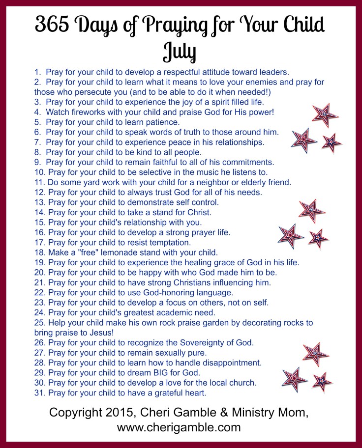365 days of praying for your child July