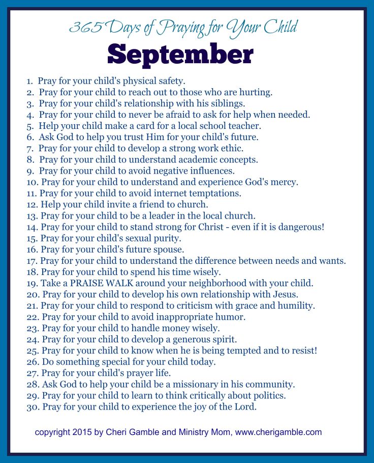 365 Days of praying for your child September