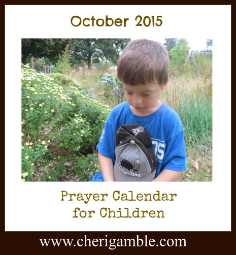 October 2015 Prayer Calendar for Children