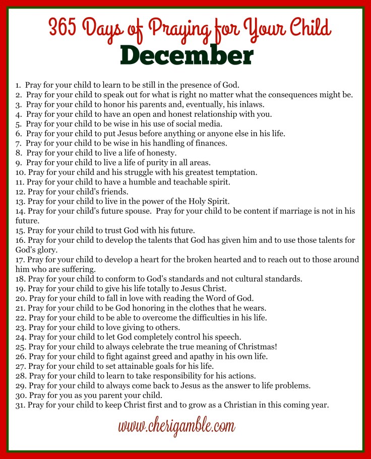 365 days of praying for your child December