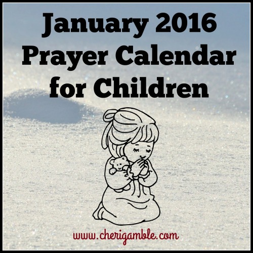 January 2016 Prayer Calendar for Children